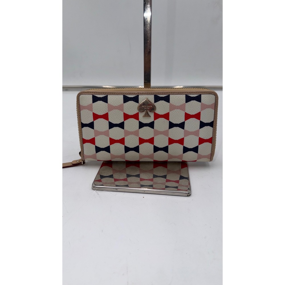 Kate Spade New York Bow Print Zip Around Continental Wallet STORYBOOK LINER